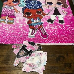 lol surprise birthday banner and backdrop